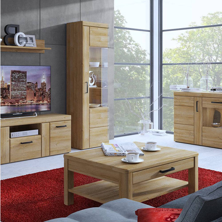 Cortina 4 door wide glazed sideboard in Grandson Oak - TidySpaces