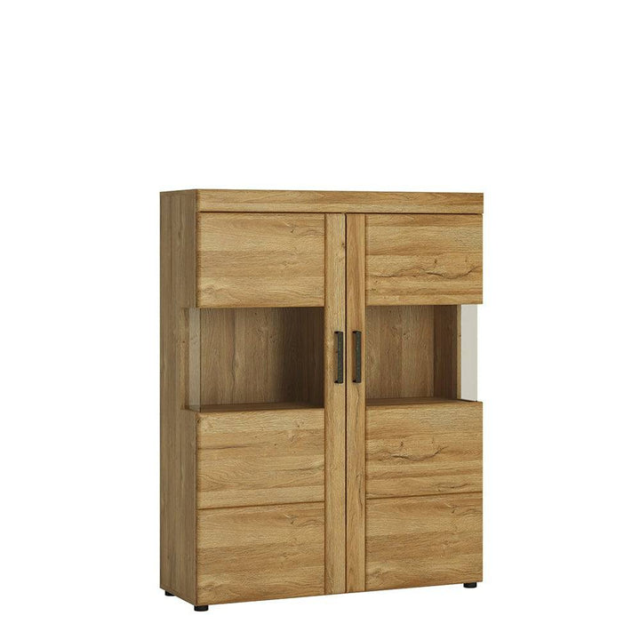 Cortina Low wide 2 door display cabinet in Grandson Oak - TidySpaces