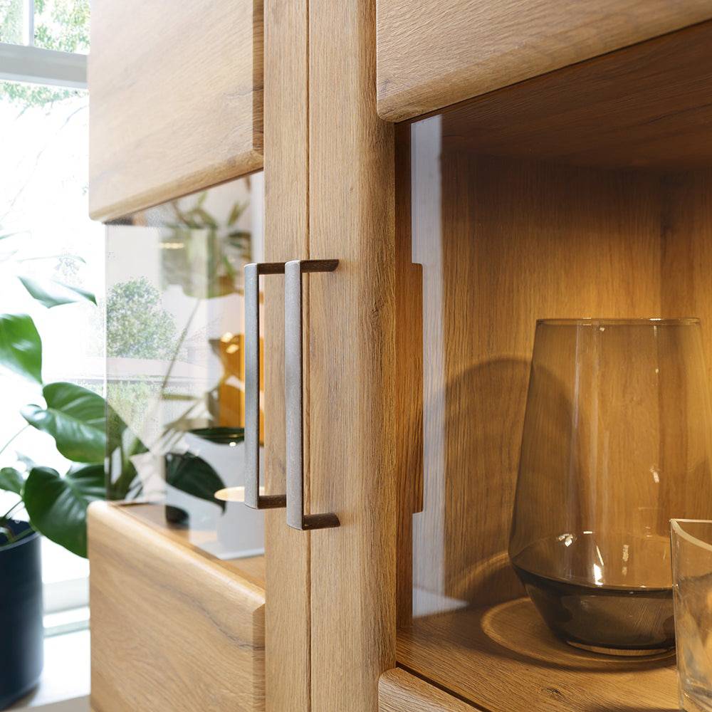 Cortina Low wide 2 door display cabinet in Grandson Oak - TidySpaces