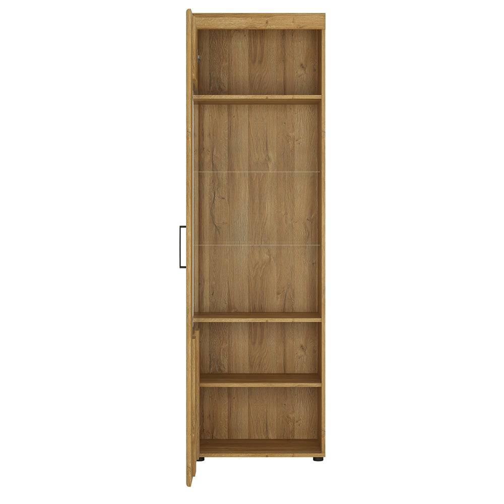 Cortina Tall glazed display cabinet (LH) in Grandson Oak - TidySpaces