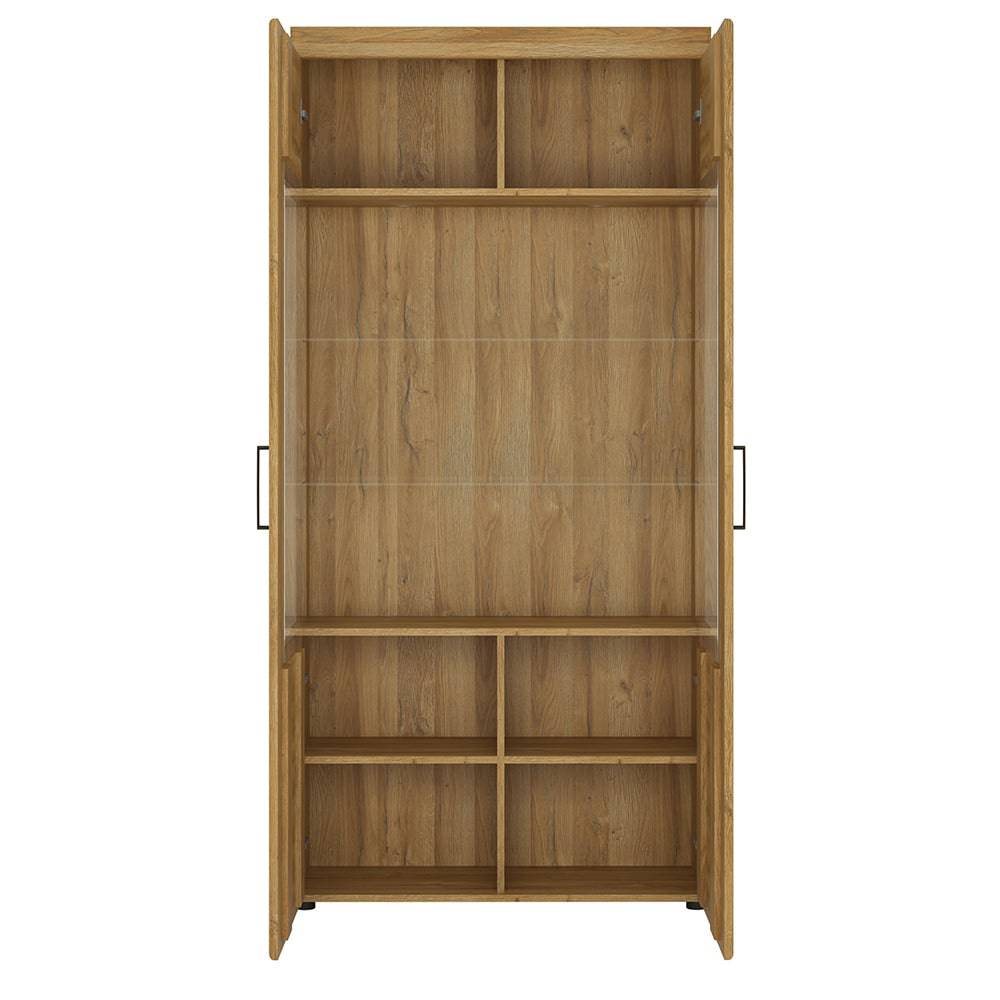 Cortina Tall wide 2 door glazed display cabinet in Grandson Oak - TidySpaces