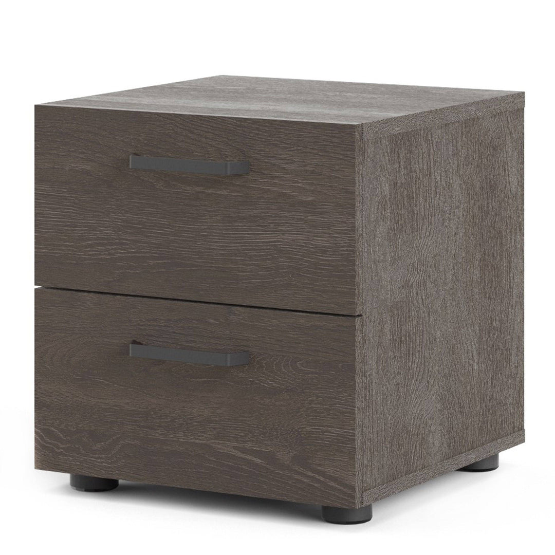 Dallas Nightstand 2 drawers Rovere Gessato Dark Oak - TidySpaces