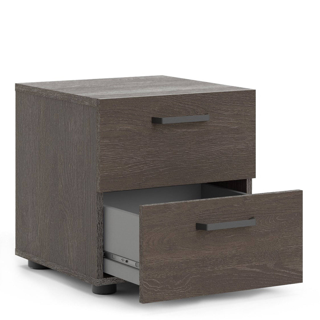 Dallas Nightstand 2 drawers Rovere Gessato Dark Oak - TidySpaces