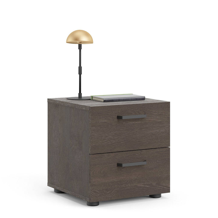 Dallas Nightstand 2 drawers Rovere Gessato Dark Oak - TidySpaces