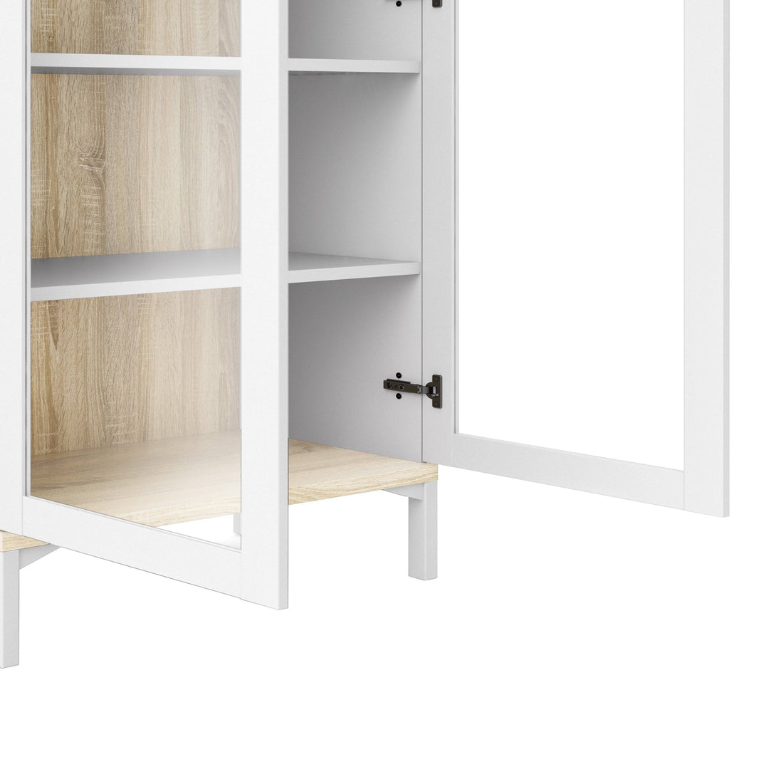 Display Cabinet Glazed 2 Doors in White and Oak - TidySpaces