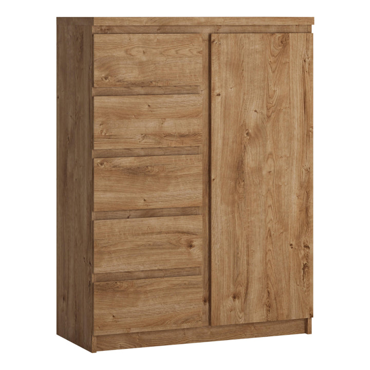 Fribo 1 door 5 drawer cabinet in Oak - TidySpaces