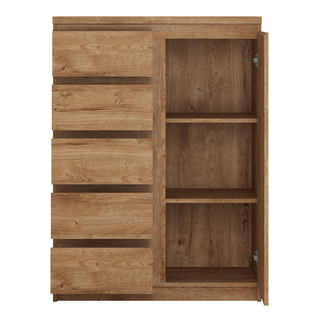 Fribo 1 door 5 drawer cabinet in Oak - TidySpaces