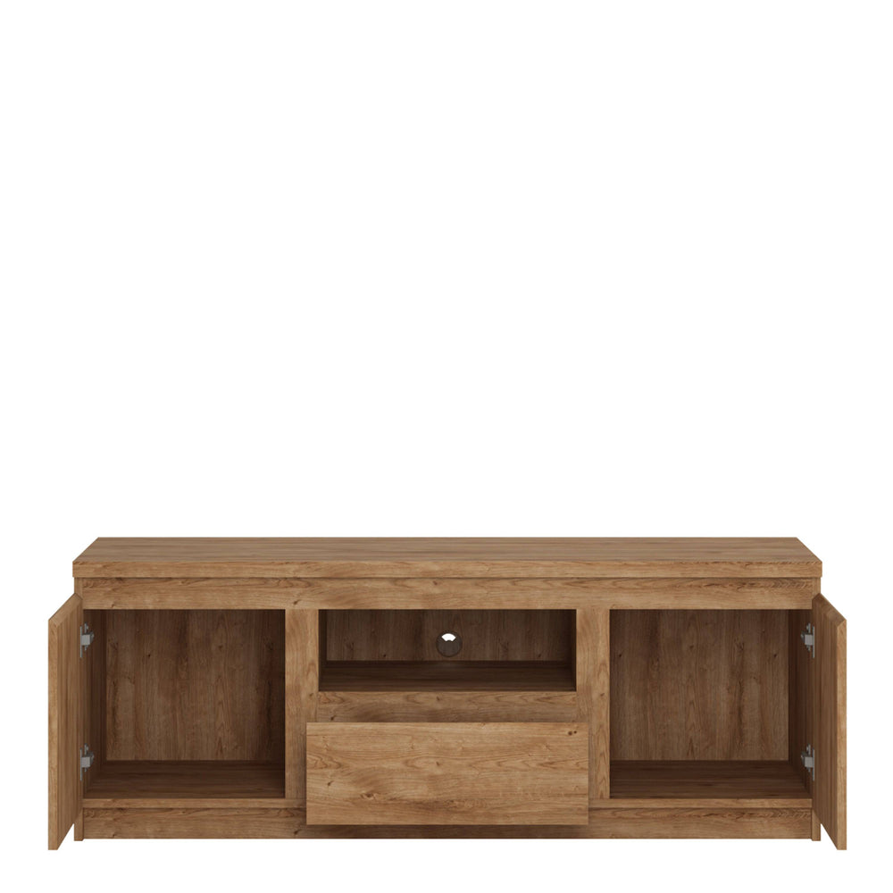 Fribo 2 door 1 drawer 136 cm wide TV cabinet in Oak - TidySpaces