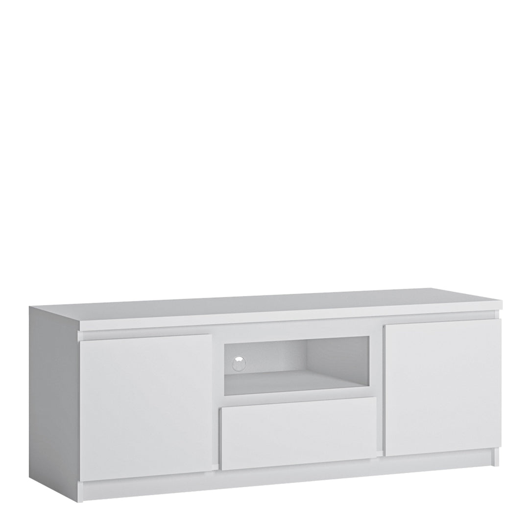 Fribo 2 door 1 drawer 136 cm wide TV cabinet in White - TidySpaces