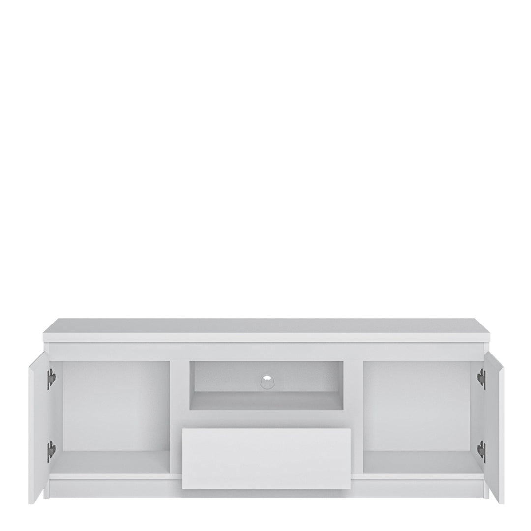 Fribo 2 door 1 drawer 136 cm wide TV cabinet in White - TidySpaces