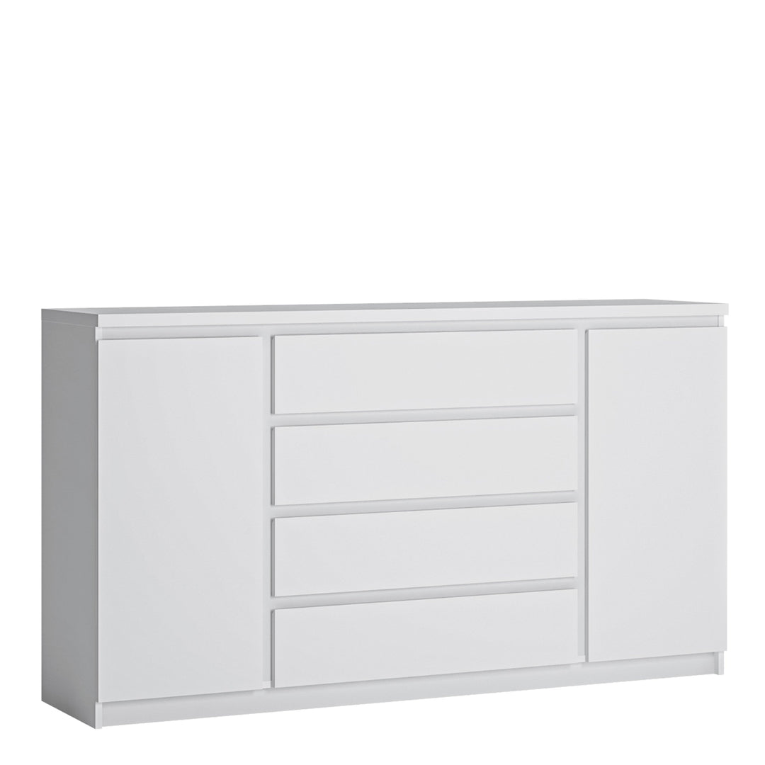 Fribo 2 door 4 drawer wide sideboard in White - TidySpaces