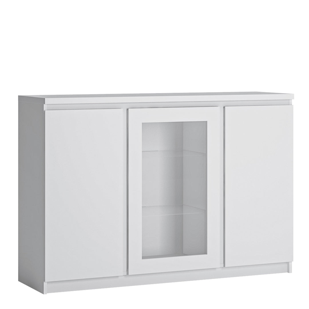 Fribo 3 door sideboard (Glazed centre) in White - TidySpaces