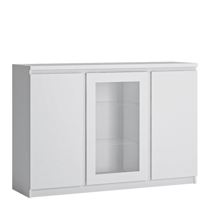 Fribo 3 door sideboard (Glazed centre) in White - TidySpaces