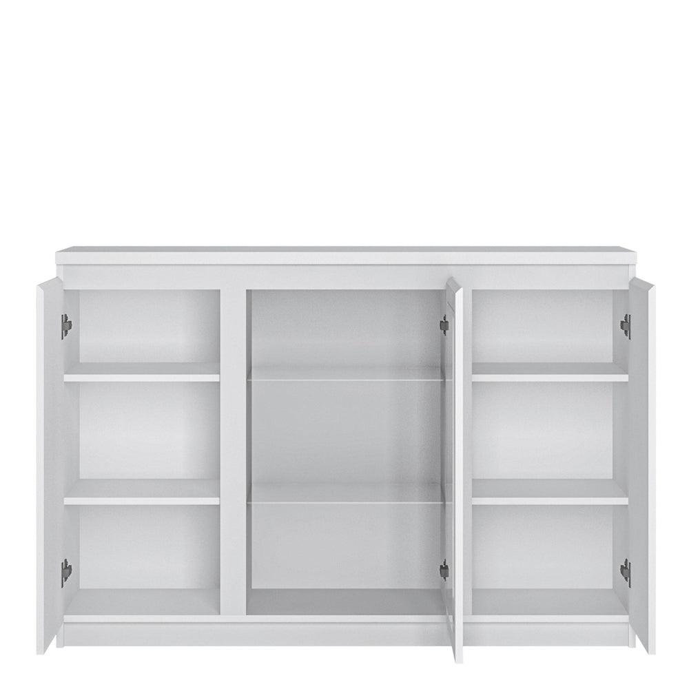 Fribo 3 door sideboard (Glazed centre) in White - TidySpaces