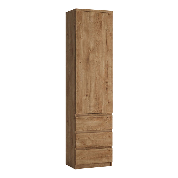 Fribo Tall narrow 1 door 3 drawer cupboard in Oak - TidySpaces