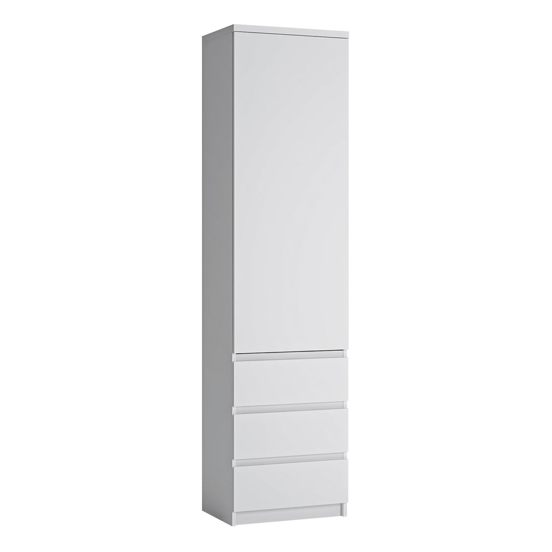 Fribo Tall narrow 1 door 3 drawer cupboard in White - TidySpaces