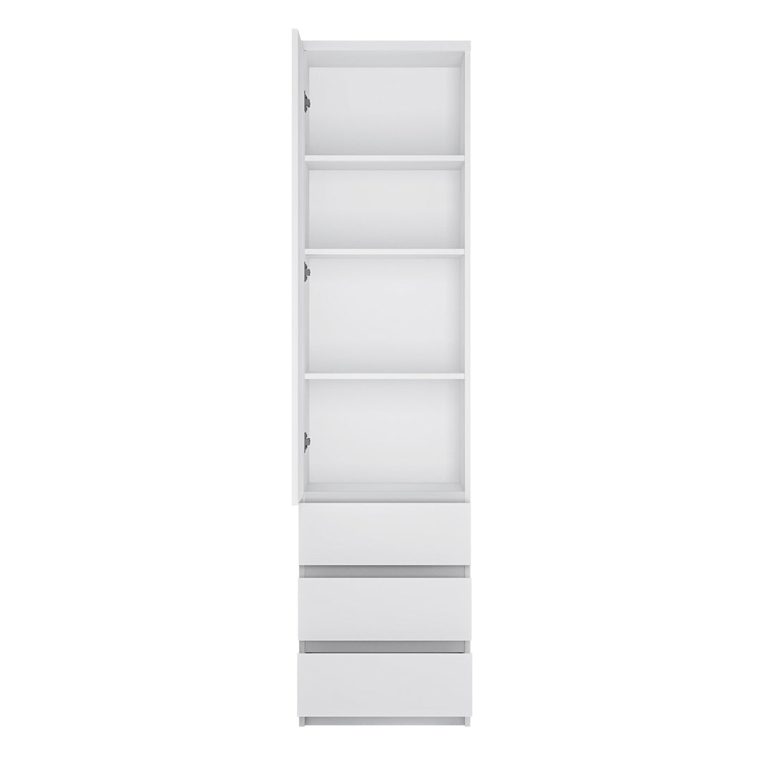 Fribo Tall narrow 1 door 3 drawer cupboard in White - TidySpaces