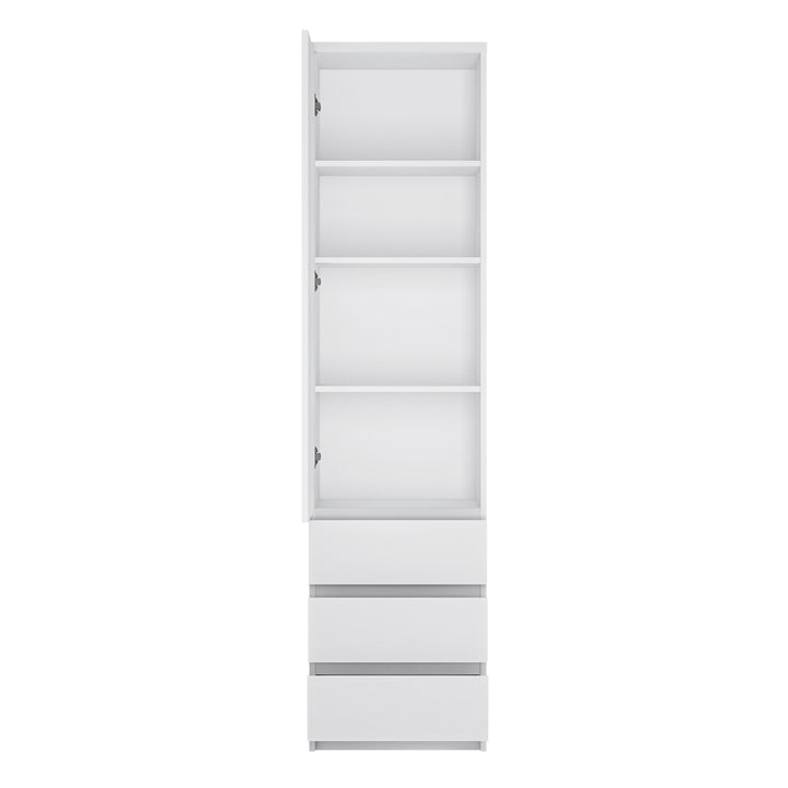 Fribo Tall narrow 1 door 3 drawer cupboard in White - TidySpaces