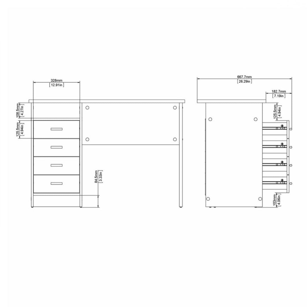 Function Plus 4 Drawer Desk in Oak - TidySpaces