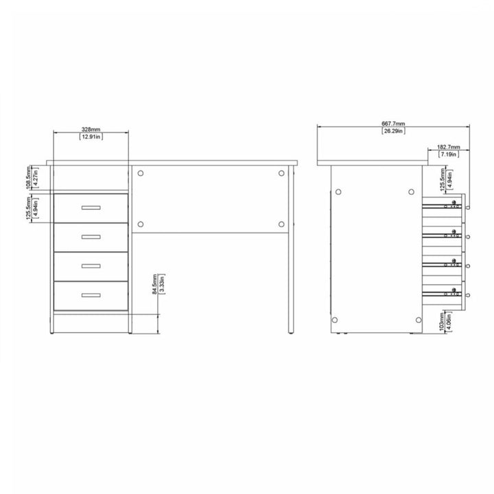 Function Plus 4 Drawer Desk in Oak - TidySpaces