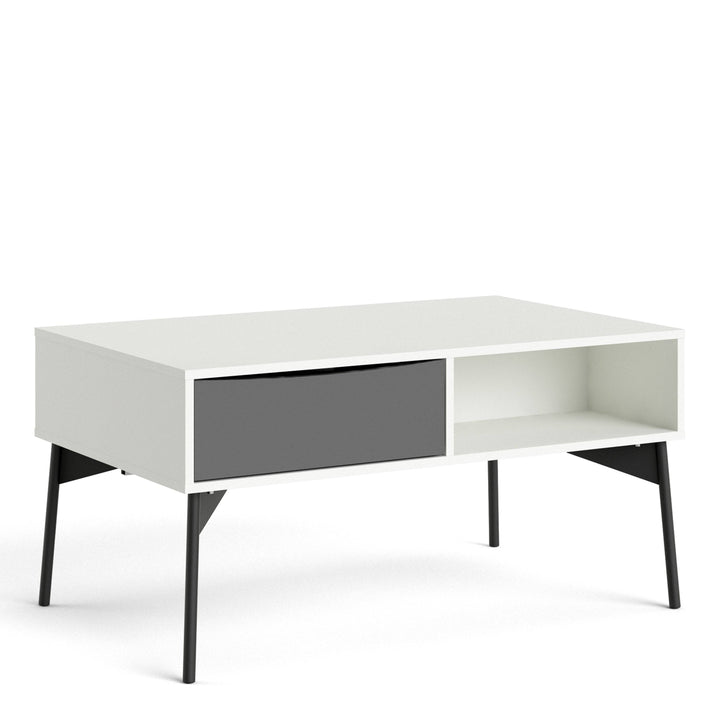 Fur Coffee table with 1 Drawer in Grey and White - TidySpaces