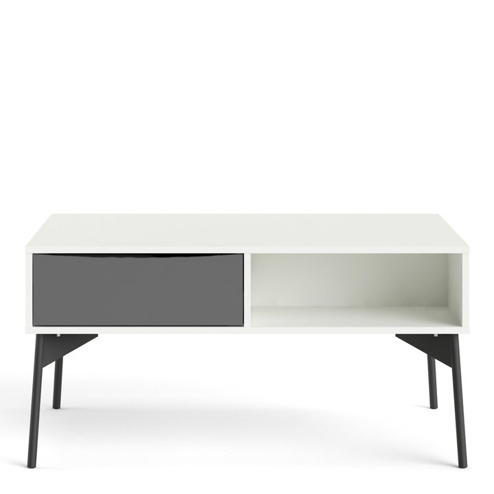 Fur Coffee table with 1 Drawer in Grey and White - TidySpaces