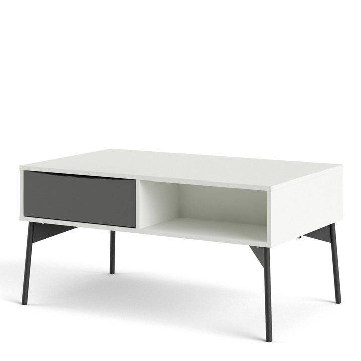 Fur Coffee table with 1 Drawer in Grey and White - TidySpaces