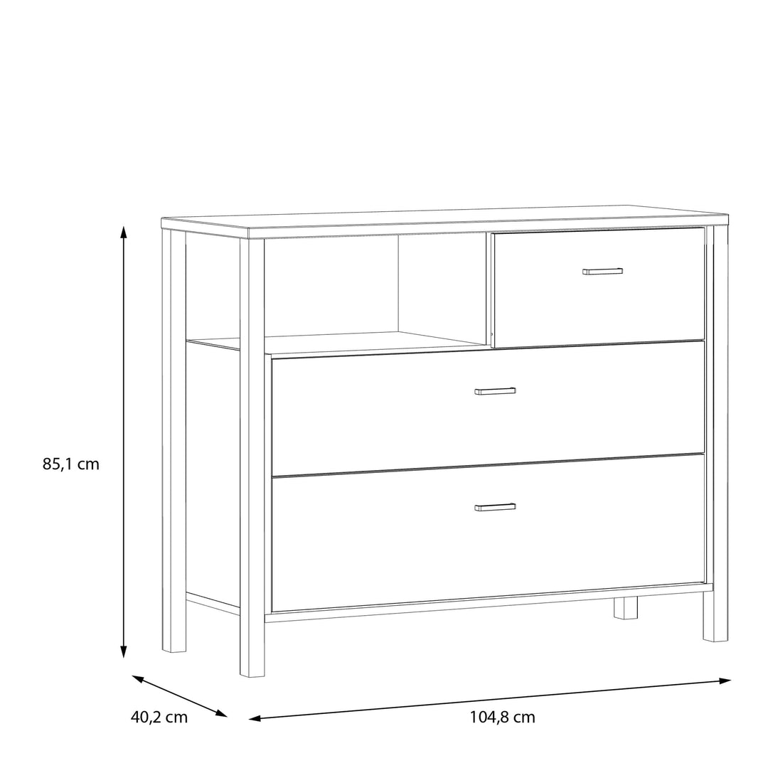 High Rock Chest of Drawers in Matt Black/Riviera Oak - TidySpaces