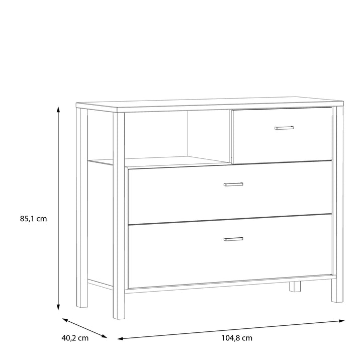 High Rock Chest of Drawers in Matt Black/Riviera Oak - TidySpaces