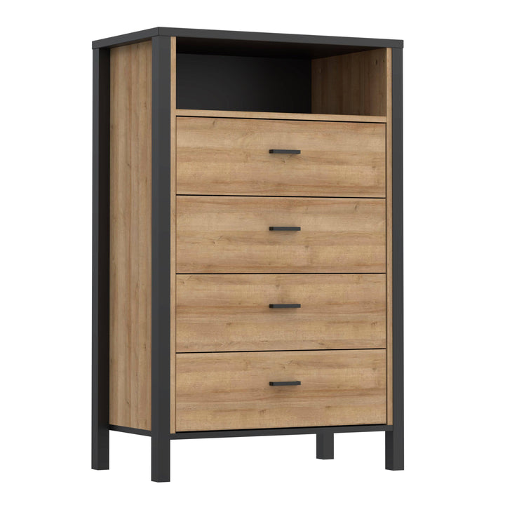 High Rock Chest of Drawers in Matt Black/Riviera Oak - TidySpaces