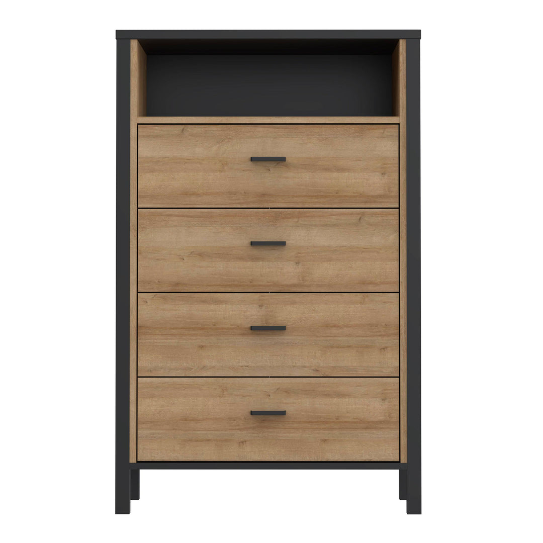 High Rock Chest of Drawers in Matt Black/Riviera Oak - TidySpaces