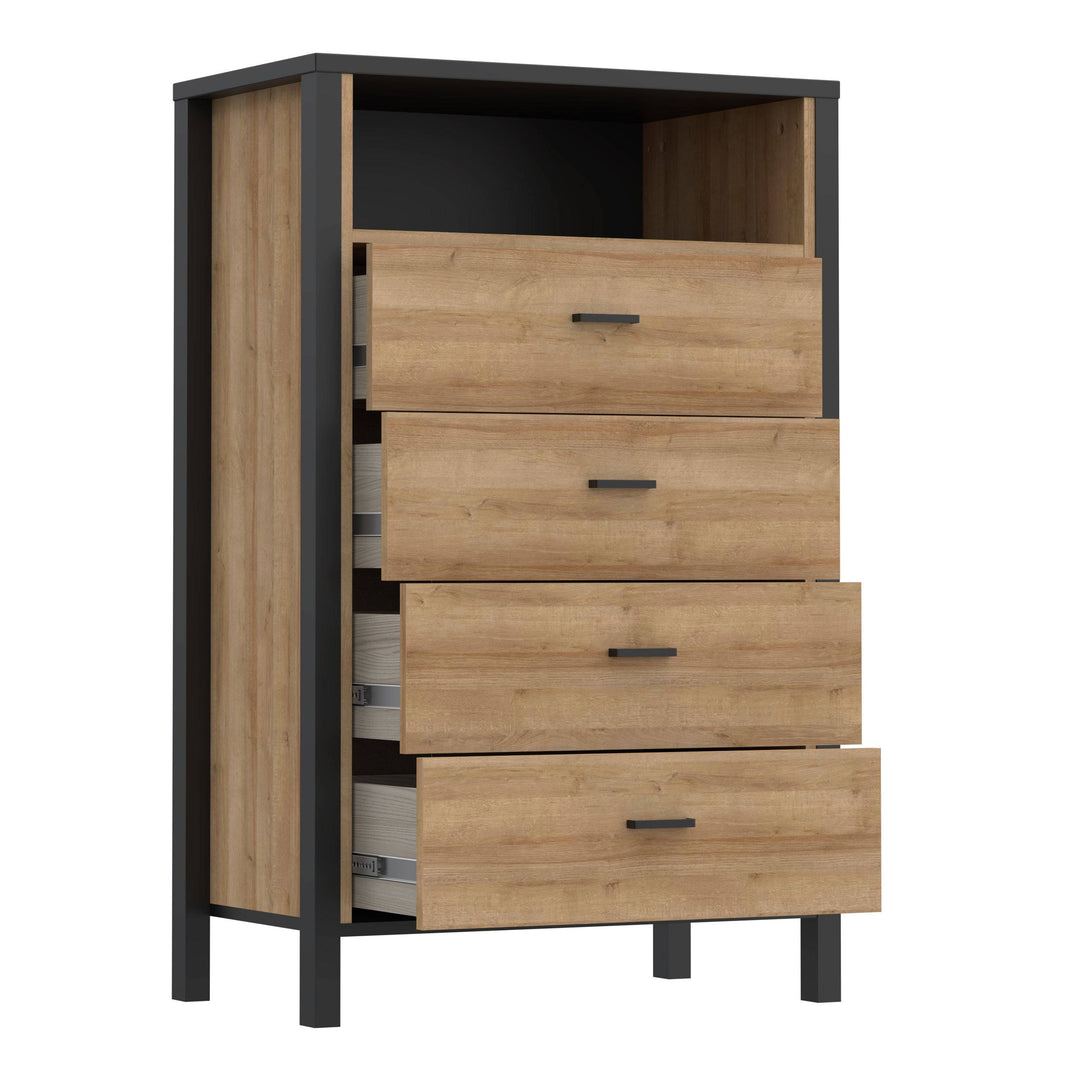 High Rock Chest of Drawers in Matt Black/Riviera Oak - TidySpaces