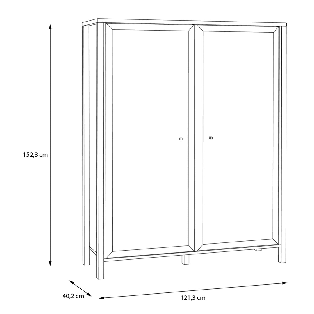 High Rock Extra Wide Display Cabinet in Matt Black/Riviera Oak - TidySpaces