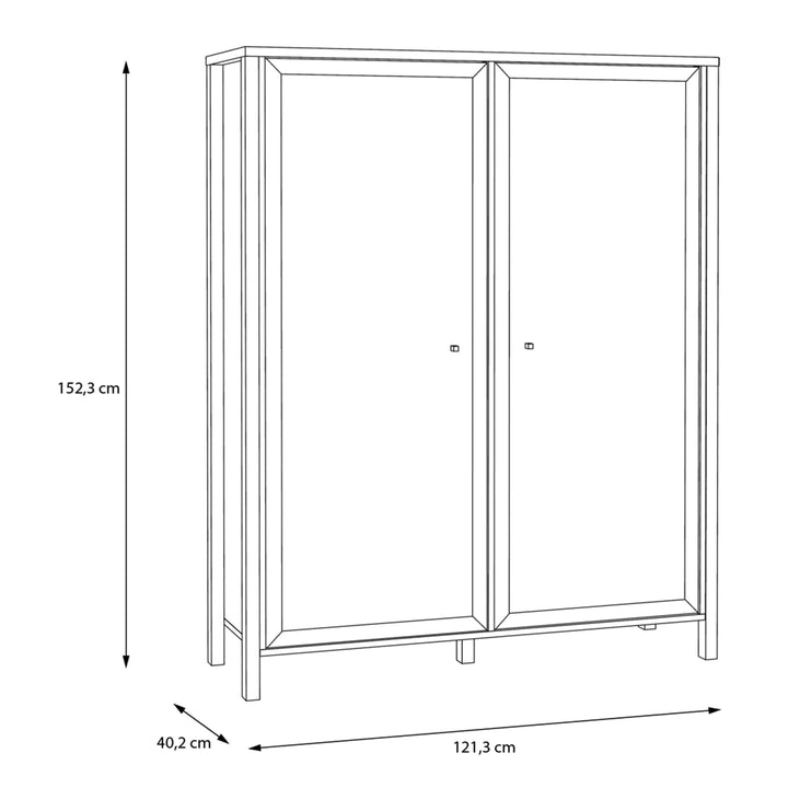 High Rock Extra Wide Display Cabinet in Matt Black/Riviera Oak - TidySpaces