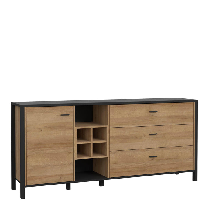 High Rock (Large) Sideboard in Matt Black/Riviera Oak - TidySpaces