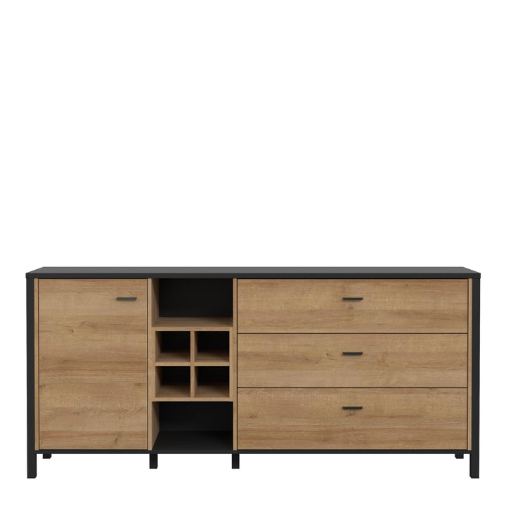 High Rock (Large) Sideboard in Matt Black/Riviera Oak - TidySpaces