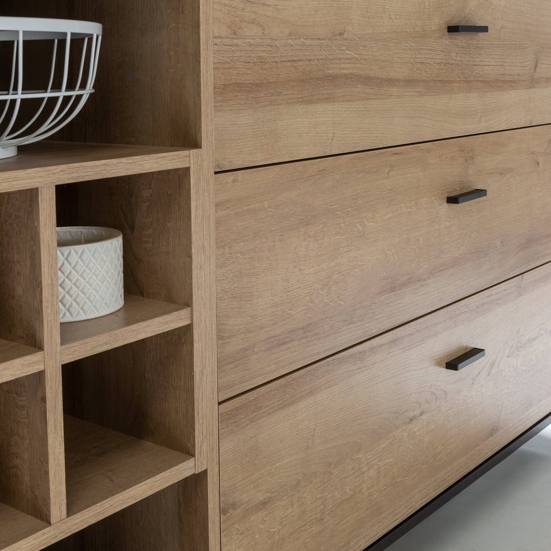 High Rock (Large) Sideboard in Matt Black/Riviera Oak - TidySpaces