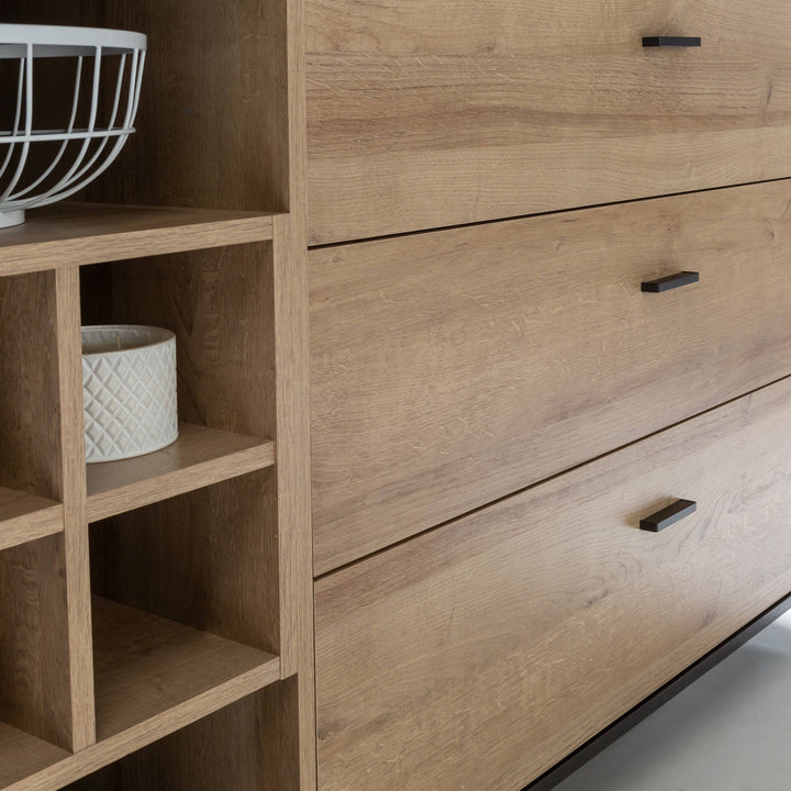 High Rock (Large) Sideboard in Matt Black/Riviera Oak - TidySpaces