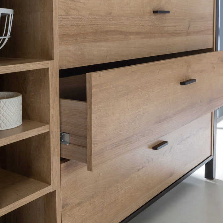 High Rock (Large) Sideboard in Matt Black/Riviera Oak - TidySpaces