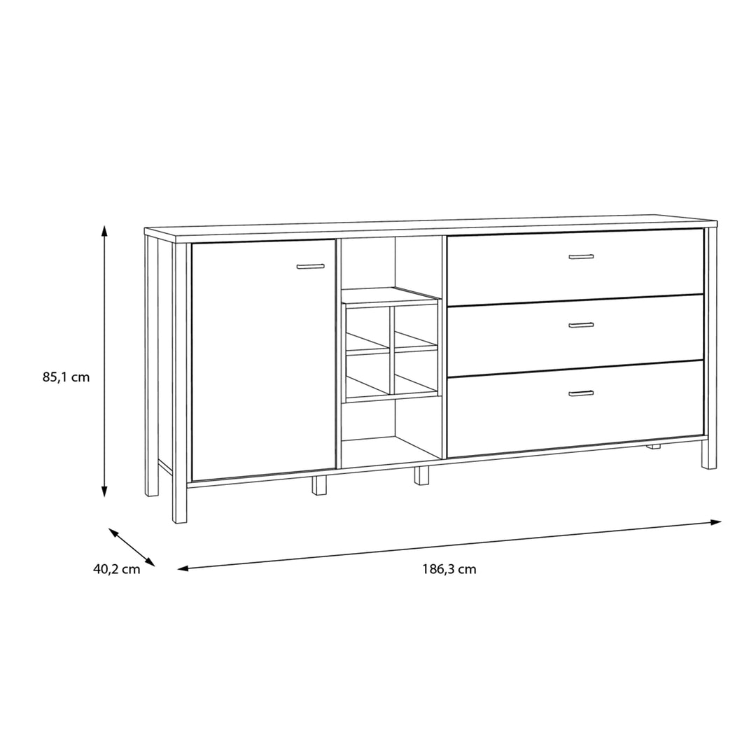 High Rock (Large) Sideboard in Matt Black/Riviera Oak - TidySpaces