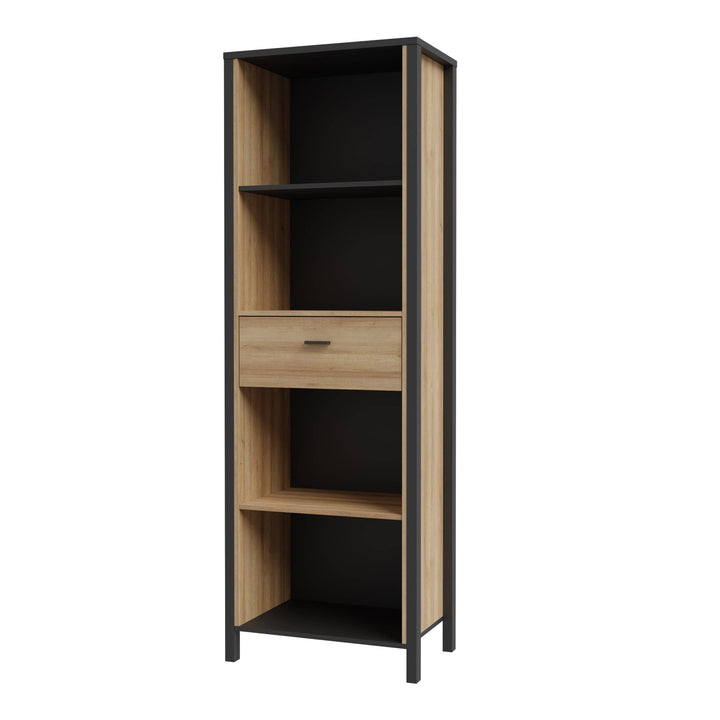 High Rock Shelf Unit in Matt Black/Riviera Oak - TidySpaces