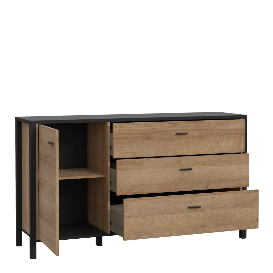 High Rock Sideboard in Matt Black/Riviera Oak - TidySpaces