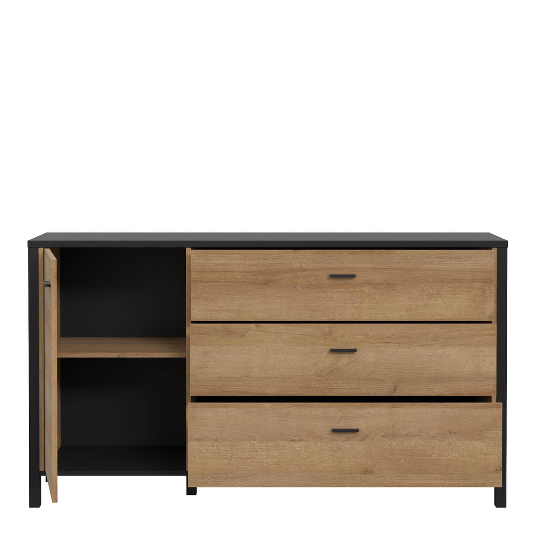 High Rock Sideboard in Matt Black/Riviera Oak - TidySpaces