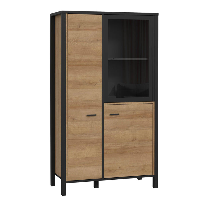 High Rock Small Display Cabinet in Matt Black/Riviera Oak - TidySpaces