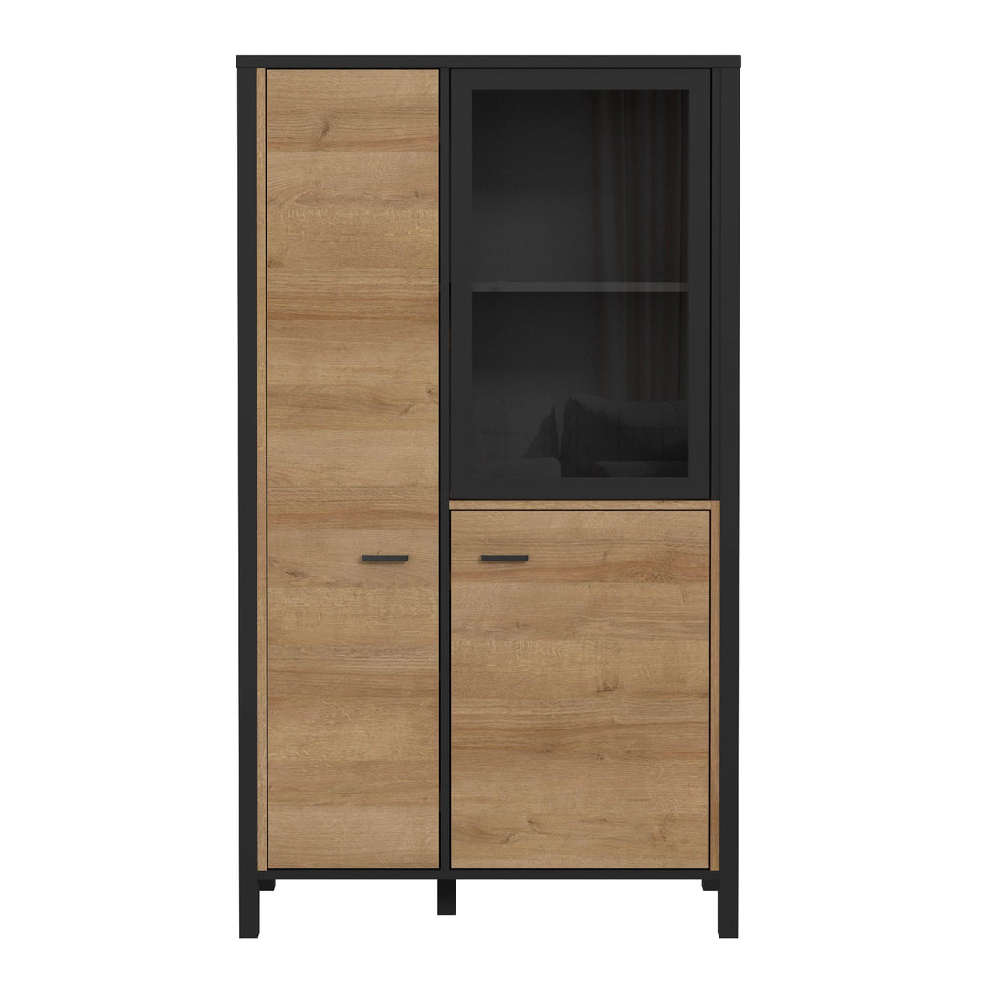 High Rock Small Display Cabinet in Matt Black/Riviera Oak - TidySpaces