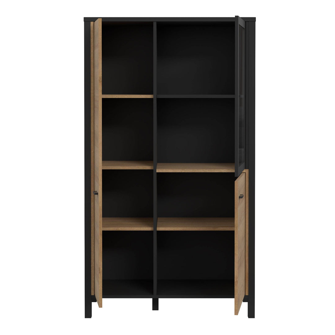 High Rock Small Display Cabinet in Matt Black/Riviera Oak - TidySpaces