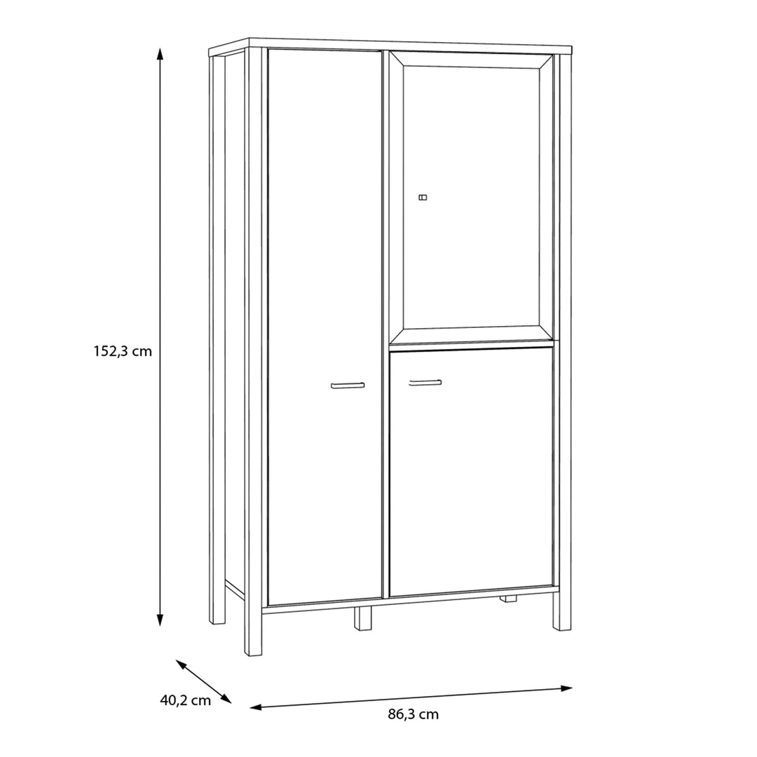 High Rock Small Display Cabinet in Matt Black/Riviera Oak - TidySpaces