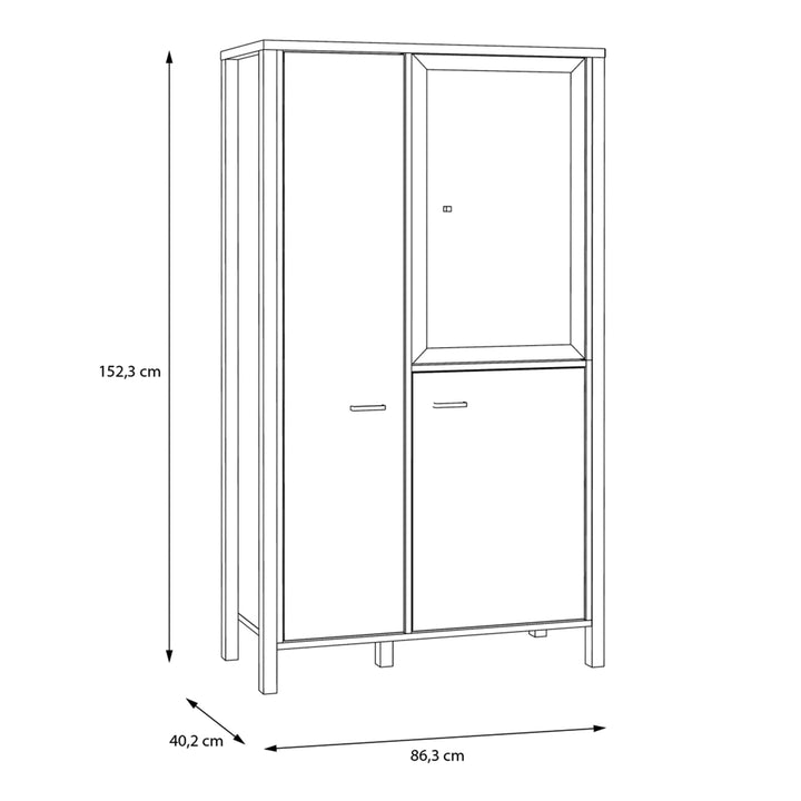 High Rock Small Display Cabinet in Matt Black/Riviera Oak - TidySpaces