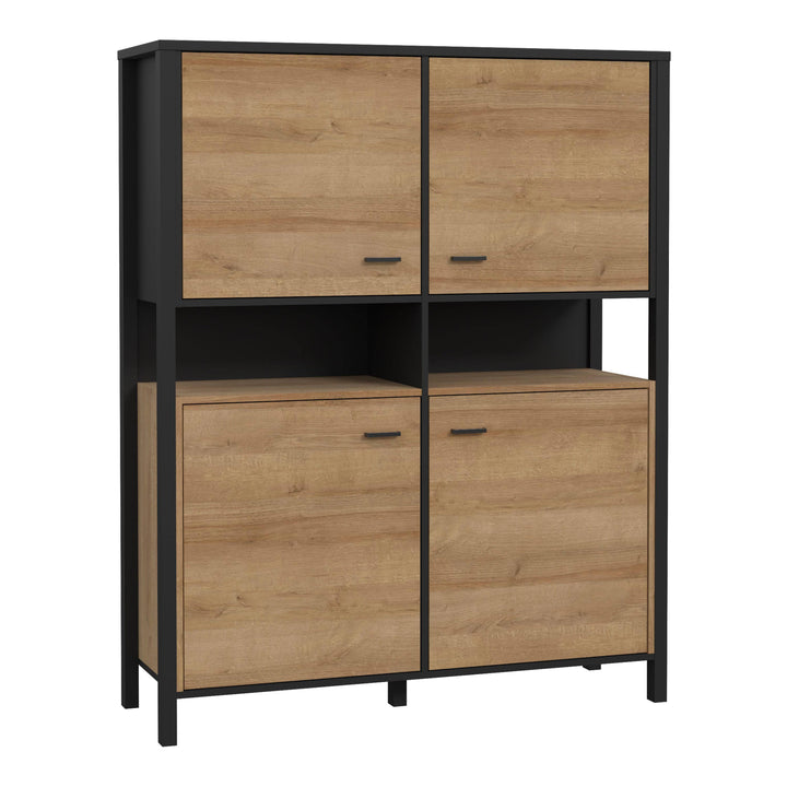 High Rock Storage Cabinet in Matt Black/Riviera Oak - TidySpaces