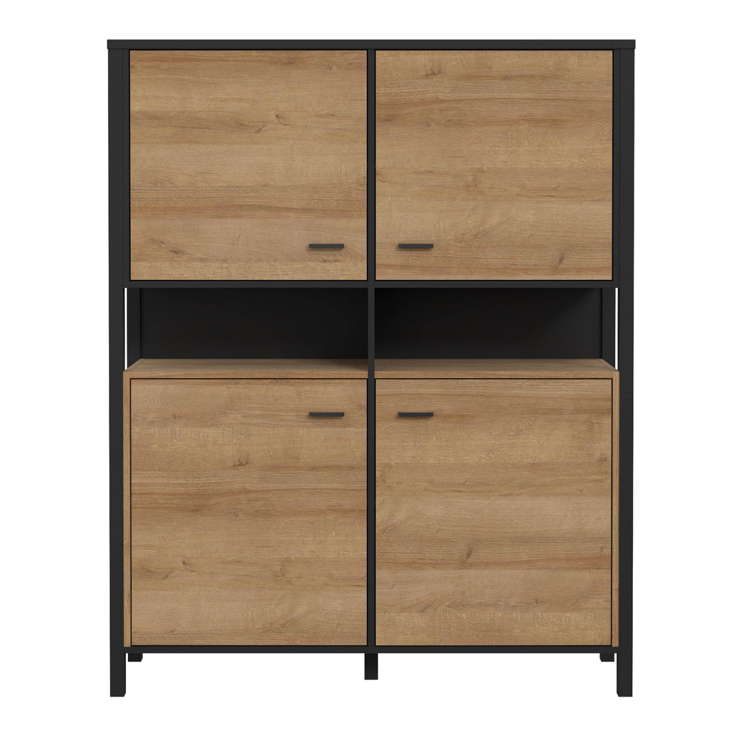 High Rock Storage Cabinet in Matt Black/Riviera Oak - TidySpaces